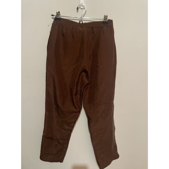 Mureli Vintage Chocolate Brown‎ size S 100% silk track pants casual - Picture 5 of 5